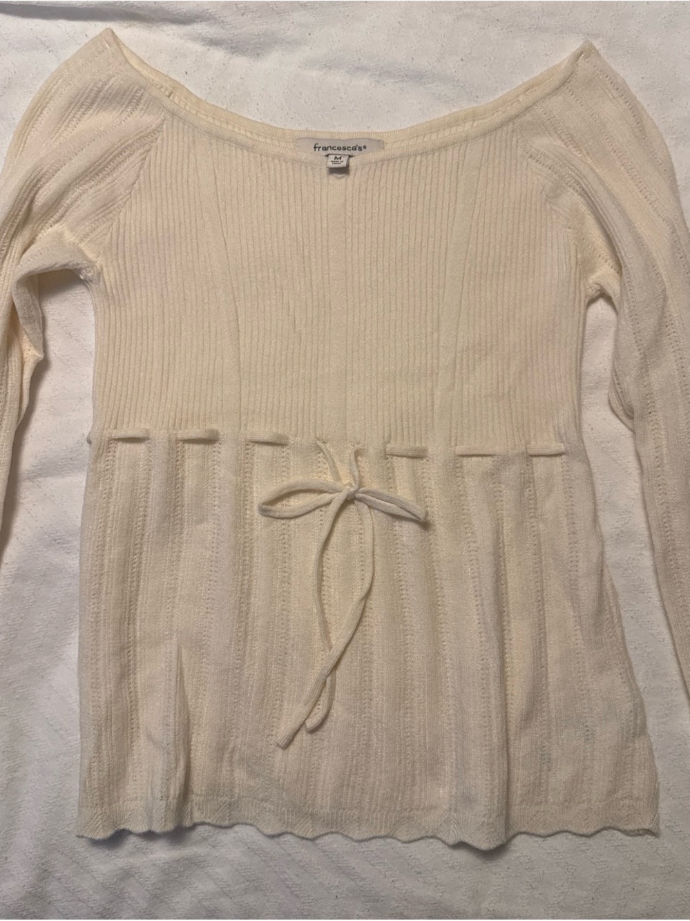 Francesca's Cream Tie-Waist Sweater